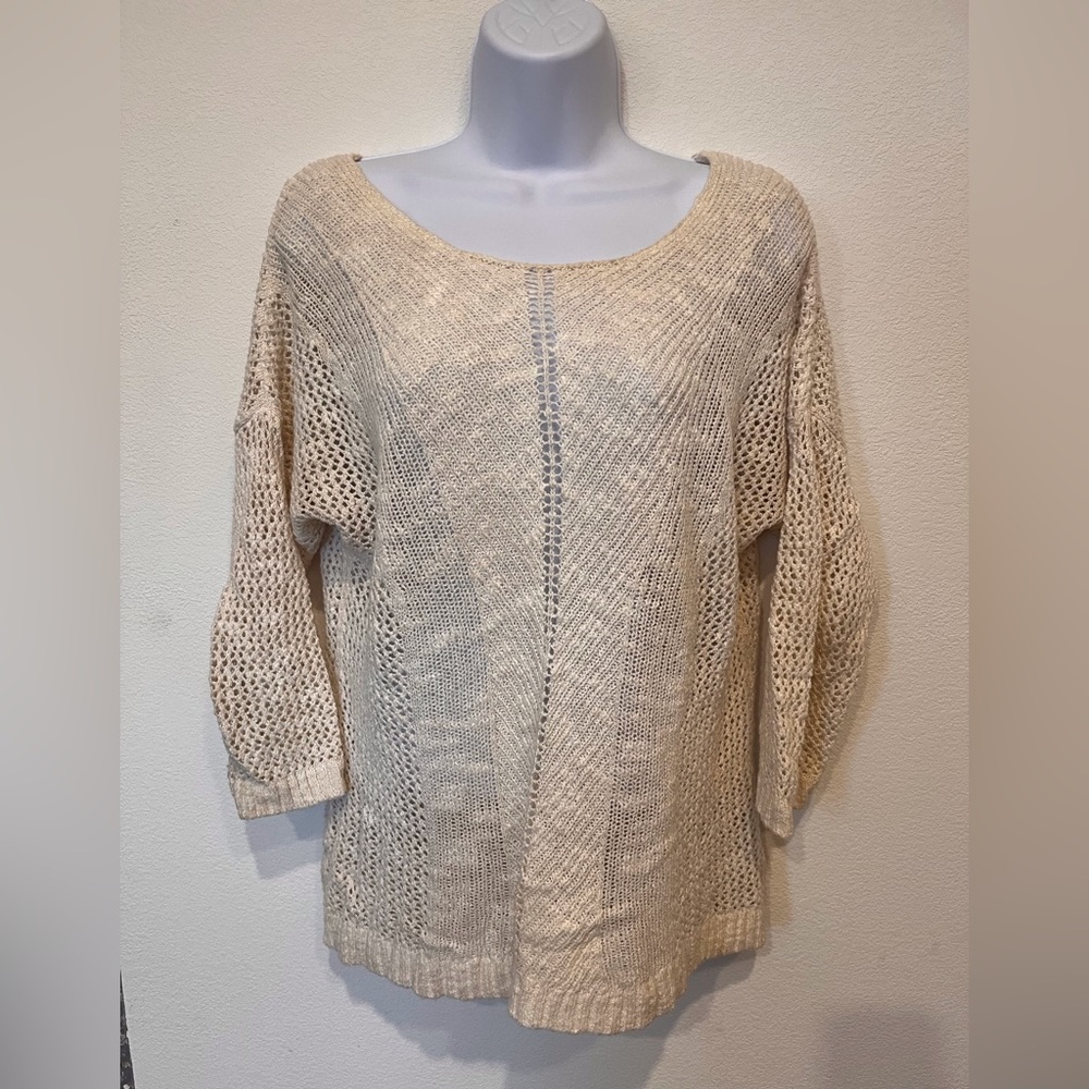 Old Navy Cream Open Stitch Pullover Sweater Size Medium